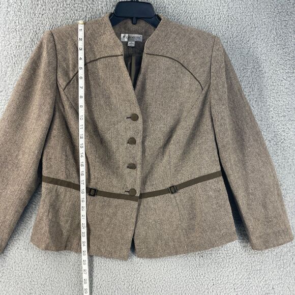 Vtg John Meyer Norwich Womens Blazer Jacket Tweed Herringbone 16W Brown Wool - Picture 2 of 12